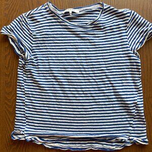 Frame T Shirt Sz S Blue Stripe Cotton Linen